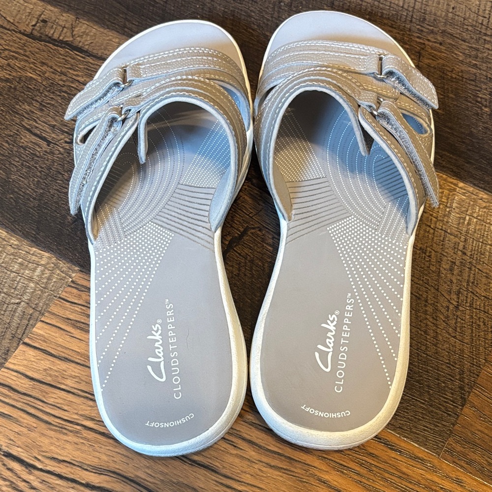 Clarks Women's Taupe Slide Sandals - Picture 2 of 5